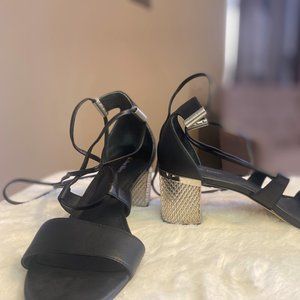 Calvin Klein Size 9 Black Ankle Lace Sandal